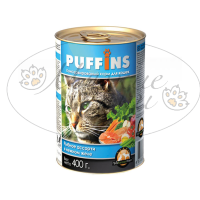 Консервы для кошек PUFFINS Рыбное ассорти в желе ж.б. 415 гр.