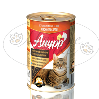 Консервы для кошек АМУРР Мясное ассорти в соусе ж.б. 415 гр.