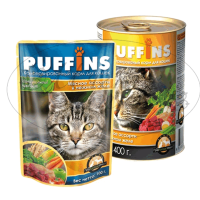 Консервы для кошек PUFFINS Мясное ассорти в желе ж.б. 415 гр.