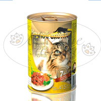 Консервы для кошек НОЧНОЙ ОХОТНИК старше 7 лет Курица для кошек в соусе ж.б. 415 гр.