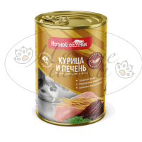 Консервы для кошек НОЧНОЙ ОХОТНИК Курица,печень в соусе ж.б. 415 гр.