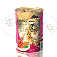 Консервы для кошек НОЧНОЙ ОХОТНИК старше 7 лет Ягненок и курица в соусе ж.б. 415 гр.