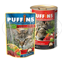 Консервы для кошек PUFFINS Говядина в желе ж.б. 415 гр.