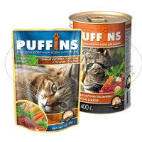 Консервы для кошек PUFFINS Телятина с печенью в желе ж.б. 415 гр.