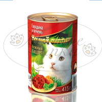 Паштет для кошек НОЧНОЙ ОХОТНИК Говядина,печень ж.б. 415 гр.