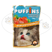 Пауч для кошек PUFFINS Рыбное ассорти в соусе 100 гр.